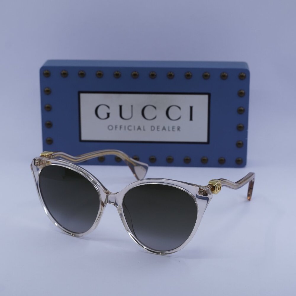 Gucci GG1011S 006 Cat Eye Sunglasses - Transparent Pink